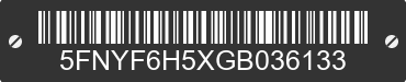 2016 HONDA Pilot 5FNYF6H5XGB036133 VIN decoded
