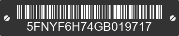 2016 HONDA Pilot 5FNYF6H74GB019717 VIN decoded