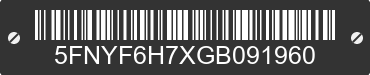 2016 HONDA Pilot 5FNYF6H7XGB091960 VIN decoded