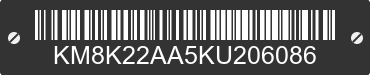 2019 HYUNDAI Kona KM8K22AA5KU206086 VIN decoded