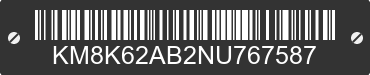 2022 HYUNDAI Kona KM8K62AB2NU767587 VIN decoded