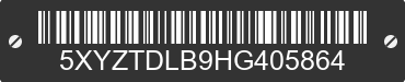 2017 HYUNDAI Santa Fe 5XYZTDLB9HG405864 VIN decoded