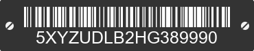 2017 HYUNDAI Santa Fe 5XYZUDLB2HG389990 VIN decoded