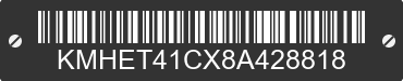 2008 HYUNDAI Sonata KMHET41CX8A428818 VIN decoded