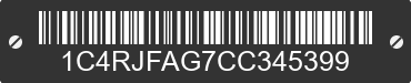 2012 JEEP Grand Cherokee 1C4RJFAG7CC345399 VIN decoded