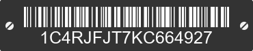 2019 JEEP Grand Cherokee 1C4RJFJT7KC664927 VIN decoded