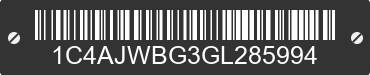 2016 JEEP Wrangler 1C4AJWBG3GL285994 VIN decoded