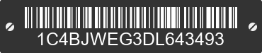 2013 JEEP Wrangler 1C4BJWEG3DL643493 VIN decoded