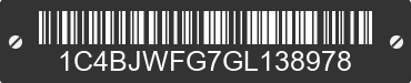 2016 JEEP Wrangler 1C4BJWFG7GL138978 VIN decoded