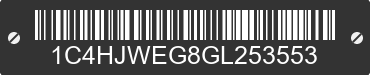 2016 JEEP Wrangler 1C4HJWEG8GL253553 VIN decoded