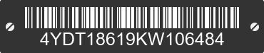 2019 KEYSTONE Keystone 4YDT18619KW106484 VIN decoded