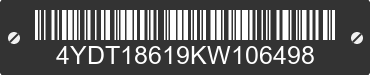 2019 KEYSTONE Keystone 4YDT18619KW106498 VIN decoded