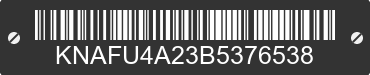 2011 KIA Forte KNAFU4A23B5376538 VIN decoded