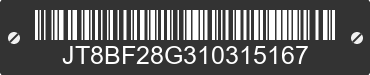 2001 LEXUS ES JT8BF28G310315167 VIN decoded