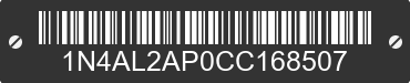 2012 NISSAN Altima 1N4AL2AP0CC168507 VIN decoded