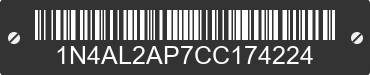 2012 NISSAN Altima 1N4AL2AP7CC174224 VIN decoded