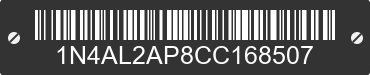 2012 NISSAN Altima 1N4AL2AP8CC168507 VIN decoded