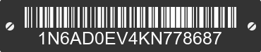 2019 NISSAN Frontier 1N6AD0EV4KN778687 VIN decoded