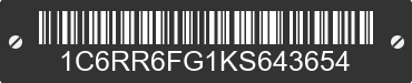 2019 RAM 1500 1C6RR6FG1KS643654 VIN decoded