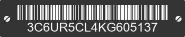 2019 RAM 2500 3C6UR5CL4KG605137 VIN decoded