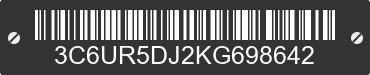 2019 RAM 2500 3C6UR5DJ2KG698642 VIN decoded