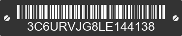 2020 RAM ProMaster 3500 3C6URVJG8LE144138 VIN decoded