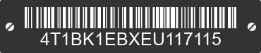 2014 TOYOTA Avalon 4T1BK1EBXEU117115 VIN decoded