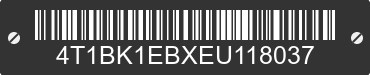 2014 TOYOTA Avalon 4T1BK1EBXEU118037 VIN decoded