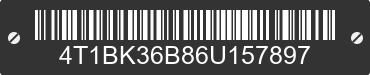 2006 TOYOTA Avalon 4T1BK36B86U157897 VIN decoded