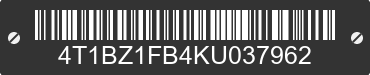 2019 TOYOTA Avalon 4T1BZ1FB4KU037962 VIN decoded