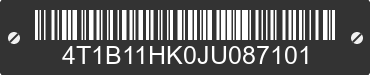 2018 TOYOTA Camry 4T1B11HK0JU087101 VIN decoded