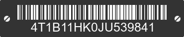 2018 TOYOTA Camry 4T1B11HK0JU539841 VIN decoded