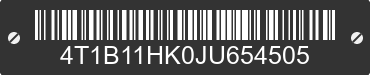 2018 TOYOTA Camry 4T1B11HK0JU654505 VIN decoded