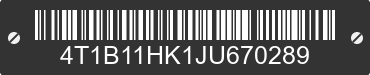 2018 TOYOTA Camry 4T1B11HK1JU670289 VIN decoded