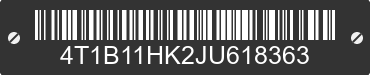 2018 TOYOTA Camry 4T1B11HK2JU618363 VIN decoded