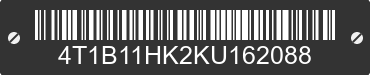 2019 TOYOTA Camry 4T1B11HK2KU162088 VIN decoded