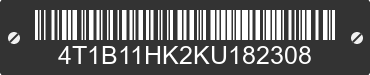 2019 TOYOTA Camry 4T1B11HK2KU182308 VIN decoded