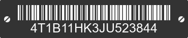 2018 TOYOTA Camry 4T1B11HK3JU523844 VIN decoded