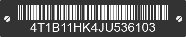 2018 TOYOTA Camry 4T1B11HK4JU536103 VIN decoded