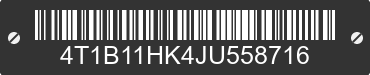 2018 TOYOTA Camry 4T1B11HK4JU558716 VIN decoded