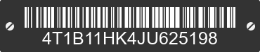 2018 TOYOTA Camry 4T1B11HK4JU625198 VIN decoded