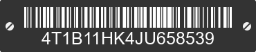 2018 TOYOTA Camry 4T1B11HK4JU658539 VIN decoded