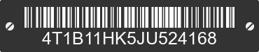 2018 TOYOTA Camry 4T1B11HK5JU524168 VIN decoded