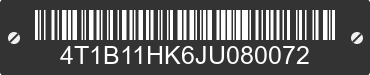 2018 TOYOTA Camry 4T1B11HK6JU080072 VIN decoded