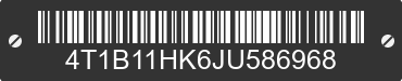 2018 TOYOTA Camry 4T1B11HK6JU586968 VIN decoded