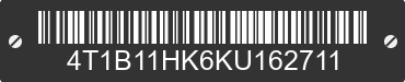 2019 TOYOTA Camry 4T1B11HK6KU162711 VIN decoded
