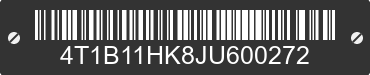 2018 TOYOTA Camry 4T1B11HK8JU600272 VIN decoded