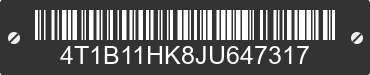 2018 TOYOTA Camry 4T1B11HK8JU647317 VIN decoded