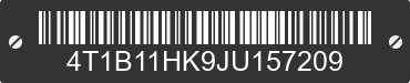 2018 TOYOTA Camry 4T1B11HK9JU157209 VIN decoded