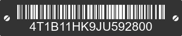 2018 TOYOTA Camry 4T1B11HK9JU592800 VIN decoded